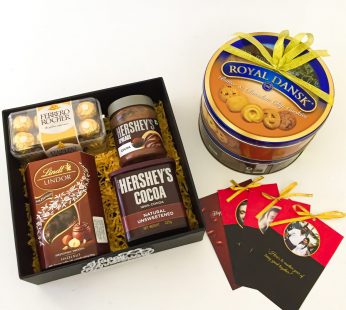Premium Anniversary gift box for couple with a Lindor, Hersheys and blissful greetings