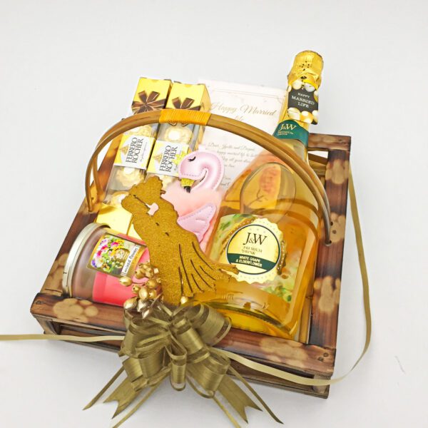Beautiful wedding day hamper with wine, Chocolates and more with blissful greetings! - Image 2