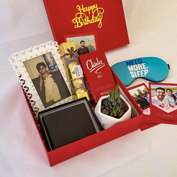 Premium Birthday gift hamper with frame, wallet and a sweet greetings. - Image 2