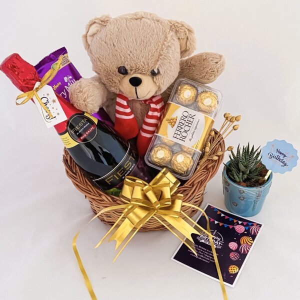 Delightful Gifts to say thank you with Tasty wine, teddy bear, and a sweet greetings. - Image 2