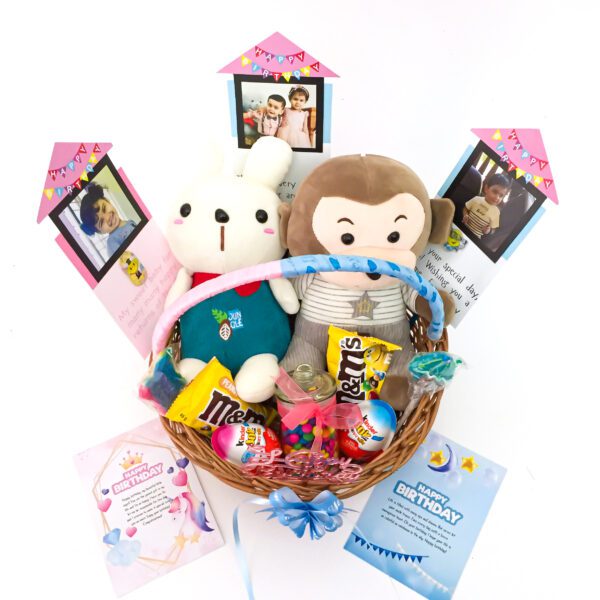 Decorous children's day gift set gift hamper with lovely soft toys and a sweet greetings. - Image 3