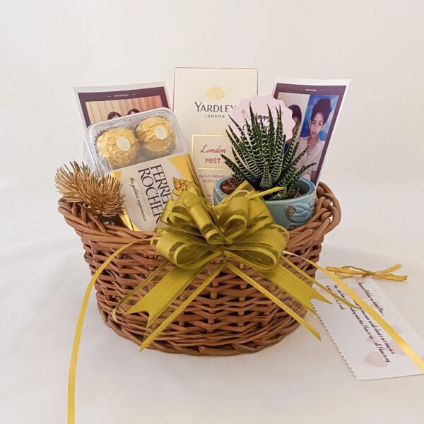 Adorable Birthday gift hamper with perfume, plant and a sweet greetings. - Image 3