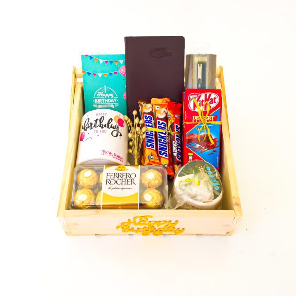 Elegant Birthday gift hamper with Chocolates ,Pot and a sweet greetings. - Image 4