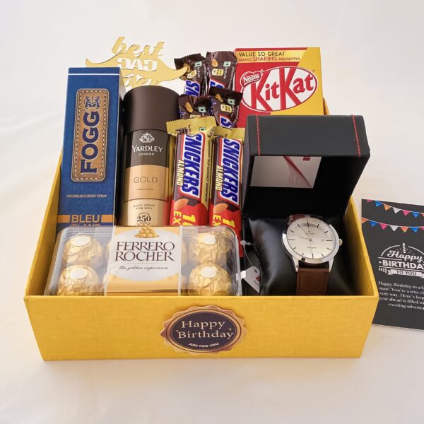 Luxury Birthday gift hamper with lovely deodorant , watch and a sweet greetings. - Image 4