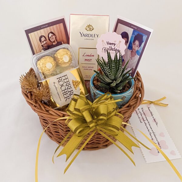 Adorable Birthday gift hamper with perfume, plant and a sweet greetings. - Image 4