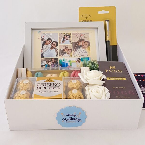 Elegant Birthday gift hamper with lovely frame ,macrons and a sweet greetings. - Image 4