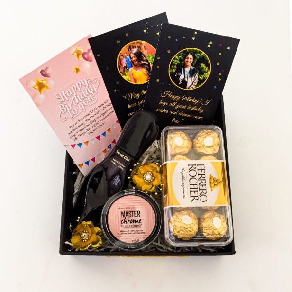 Elegant Birthday gift hamper with Sweet Girl perfume, Blush and a sweet greetings. - Image 4