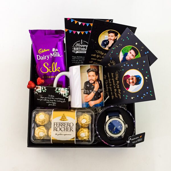 A very useful birthday gift ideas for husband contains a watch, chocolates, and more. - Image 4