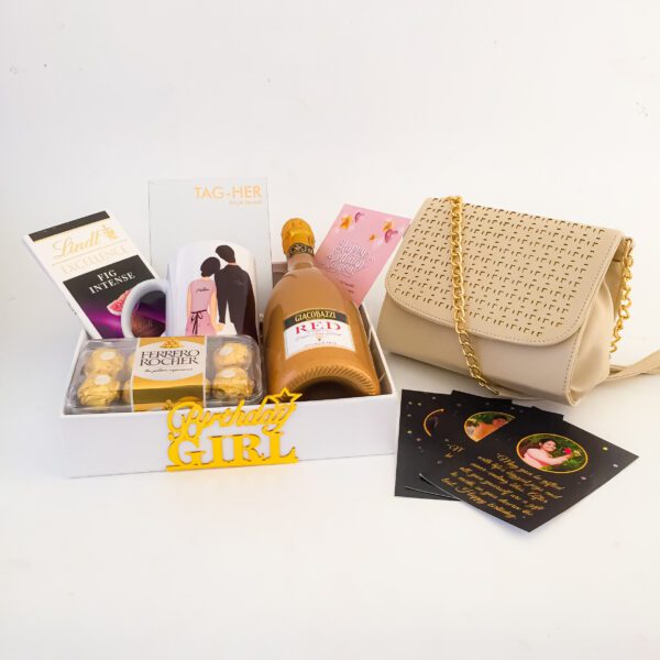 Celebrate Her Women's Day Gift Hamper Box With Chocolates, Sling Bag, Perfume, And More - Image 5