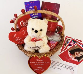 Charming gift items for wife birthday with elegant Teddy, Perfume, Candle, and Greeting Cards