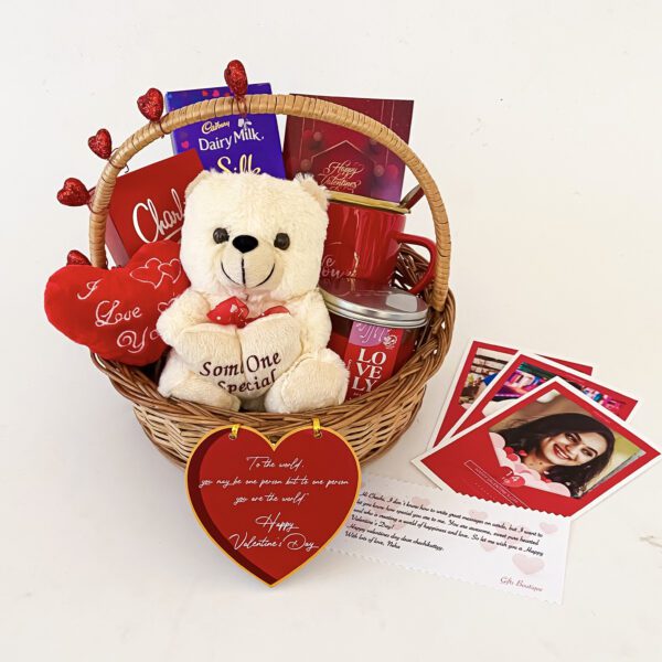 Romantic anniversary gifts for her embellished with teddy, perfume, and greeting cards - Image 2