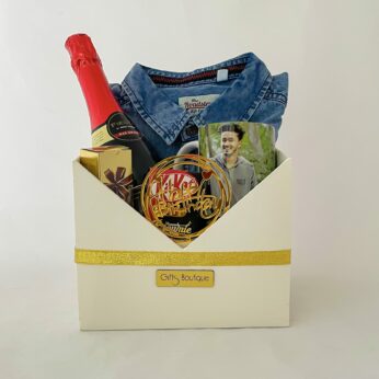 Get gift for him on his birthday with gift hamper filled with shirt and chocolates