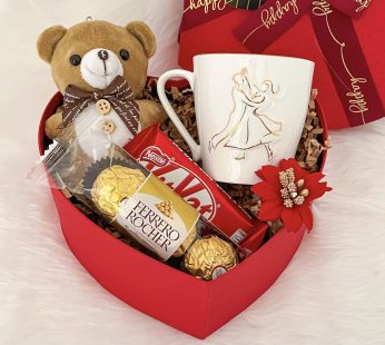 Loveful Valentine’s Day Gift Hampers With Elegant Teddy, Mug, Chocolates, And Cards