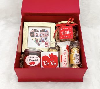 Red Desire valentines day gift box ideas of Chocolates, Nuts, Scented Candles, and More