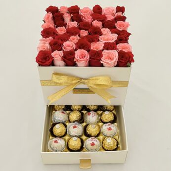 Congratulations chocolate gifts  box with  Fresh flower with chocolates