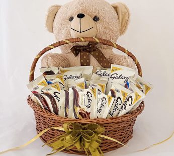 Cute bhai dooj gift pack for sister with with Soft toy & Galaxy Chocolates