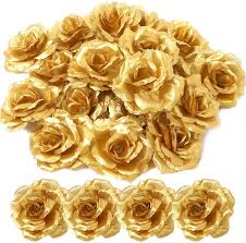 Artificial golden rose flower
