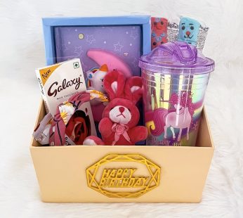 Birthday gift for 10 year old girl with Diary | Water sipper bottle | Candy x2 | Chocolates |  Hair band and Teddy key chain