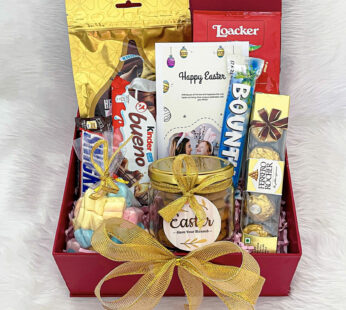Supreme delight Easter gift box filled with chocolates, wafers, and marshmallows