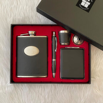 Trendy 1 year anniversary gift ideas for my boyfriend with a hip flask set