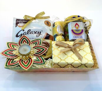 Golden Glory Diwali Gift Pack With Chocolates, Diya, And Assorted Dryfruits