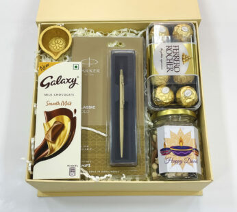 Festive Cheer Diwali Corporate Hamper With Assorted Dryfruits, Parker Pen, And Chocolates