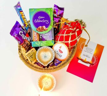 Classic diwali dry fruit gift boxes with diwali dry fruit gift boxes with Crispello,Cadbury Celebrations.Perk and more