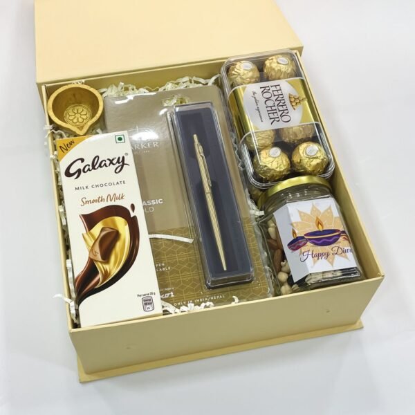 Festive Cheer Diwali Corporate Hamper With Assorted Dryfruits, Parker Pen, And Chocolates - Image 4