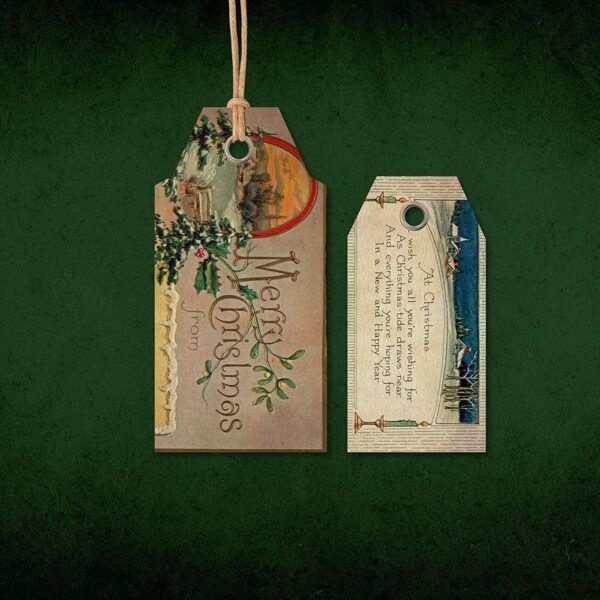 Decorative Double Layered Christmas Gift Tags (Set of 10, Size 5×2.5 in) - Image 2