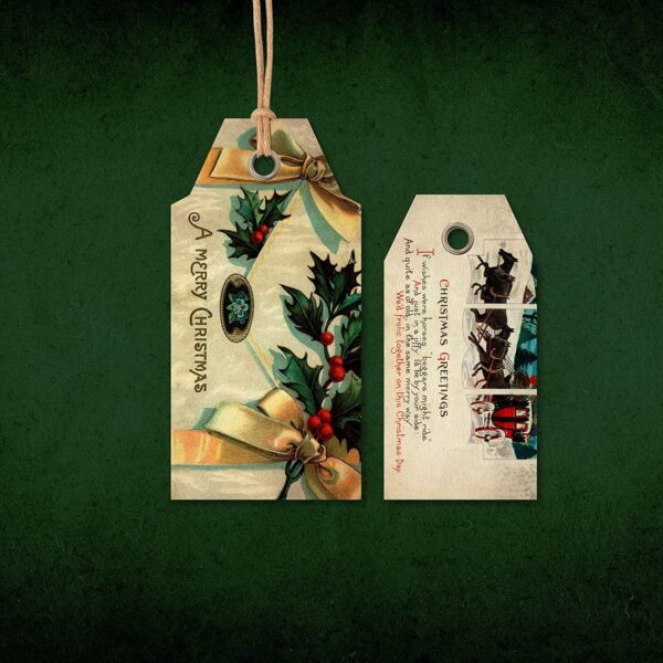 Redolent Decorative vintage christmas tags /Labels  (Pack of 10, Size 5×2.5 in) - Image 2