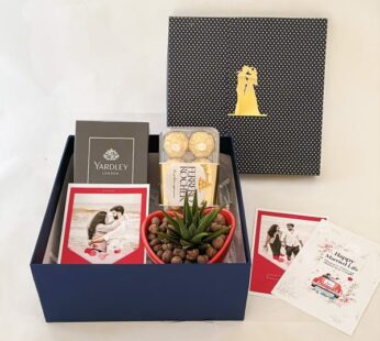 Simple and the best gift for couple wedding filled with chocolate, perfume, & more