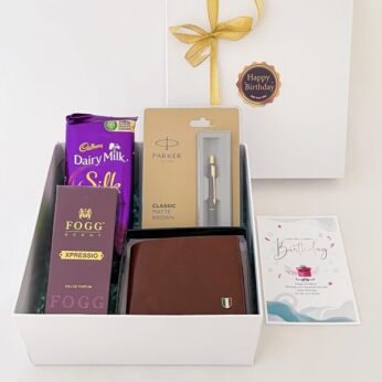 A very special birthday gift for boyfriend includes wallet, chocolates, and greetings