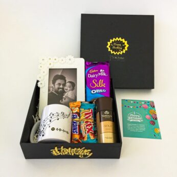 Delightful birthday song gift Filled with Customized Music QR code mug, and more