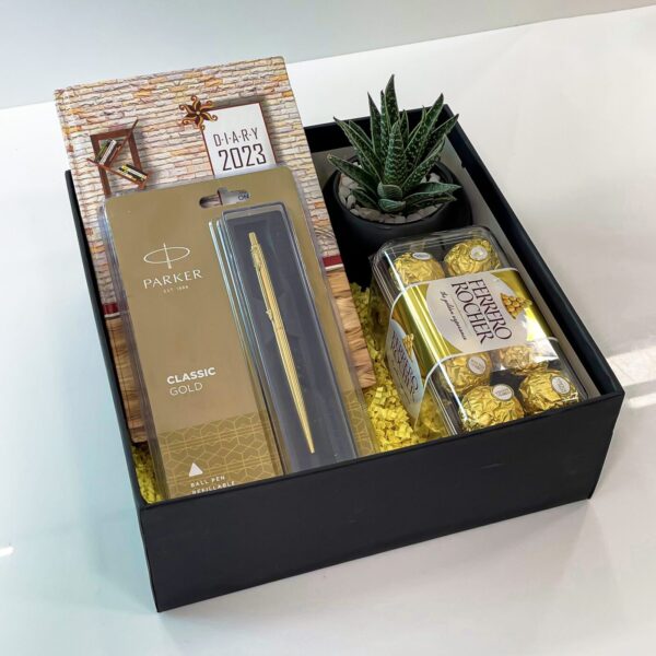 The Classic Corporate Gift Box for new year With Office Supplies, Live Succulent, And Chocolates - Image 3
