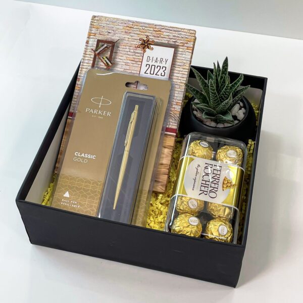 The Classic Corporate Gift Box for new year With Office Supplies, Live Succulent, And Chocolates - Image 4