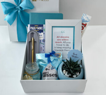 Ocean Blue Best Wishes Gift For Him With Chocolates, Scented Candle, Photo Frame, And More