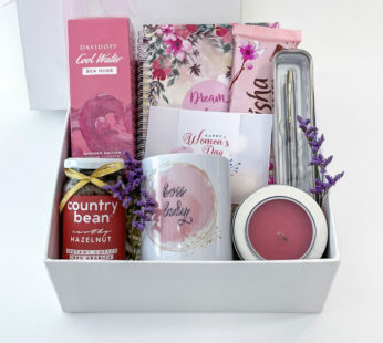 For The Boss Lady Women’s Day Gift Hamper With Cute Notepad, Ceramic Mug, Instant Coffee, And More