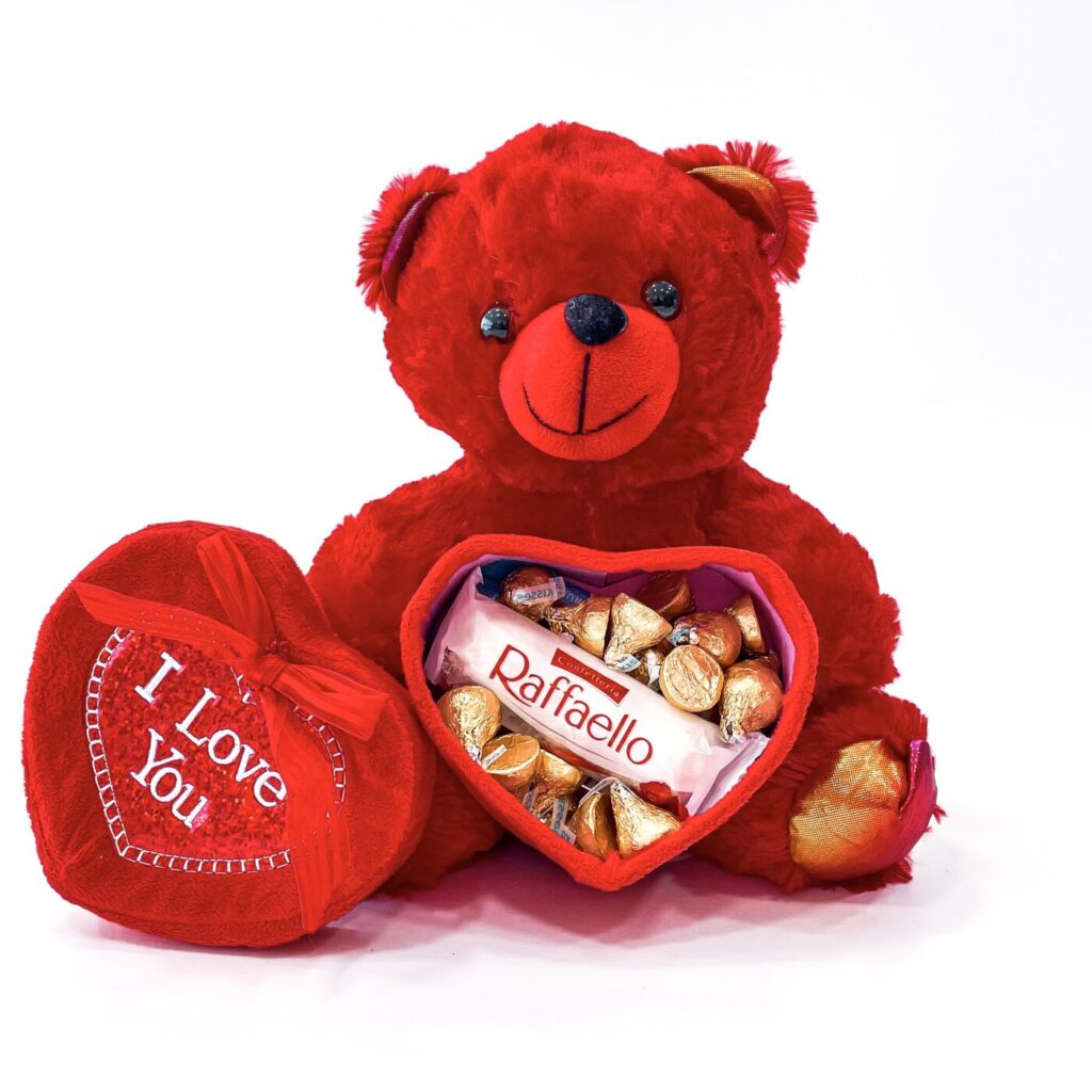 Valentines day teddy bear and chocolate clearance
