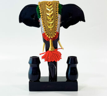 Wooden Elephant Head Souvenir Showpiece Gift (Width 6in, Height 9.5in)