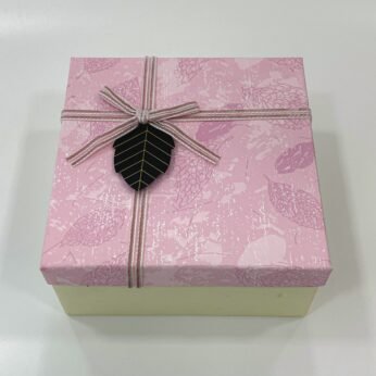Cute Ribbon Decorated Gift Box in Pink and Cream Color with dimensions H*2.3/4 x W*6 x L*6 inch