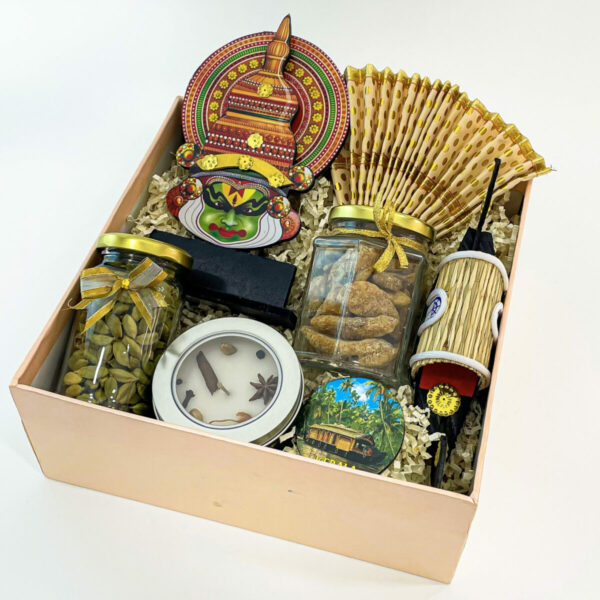 Spices Of Life Kerala Kathakali Gift Hamper With Cardamom, Spices Candle, Jaggery Chips, And More - Image 2