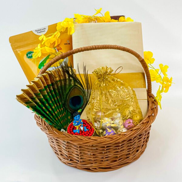 Traditional Vishu gifts for her with Banana Chips, Chocolates, and Kerala Saree - Image 5