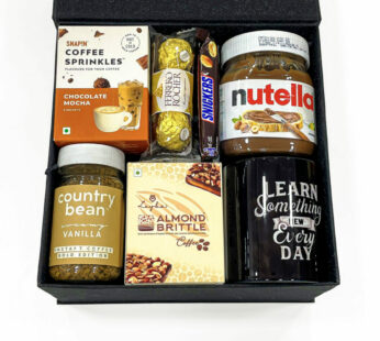 Find a thank you gift hamper for clients filled with delicious goodies and a customized mug.
