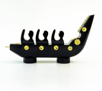 wooden vallam kali boat with three rowers (H 4.5 In, W 8.5 In, and L 1.5 In.)