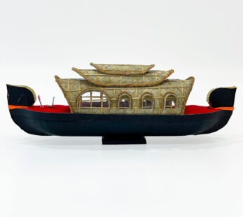 Traditional wooden Kerala houseboat miniature (H 4.75 x W 13 x L 3 inches)