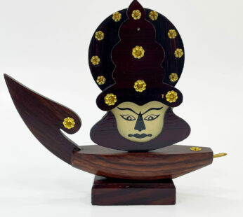Small-sized wooden Kathakali Head Mask Boat (H 7 x W 8 x L 1.5 inches)