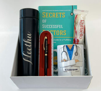 admiration gift for lady doctor filled with a ball pen, mug, and a stainless steel bottle