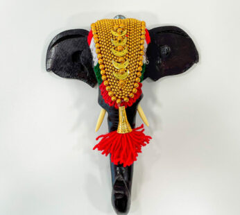 Handcrafted hanging elephant head with nettipattam (H 8.5 x W 6.75 x L 3.25 inches)