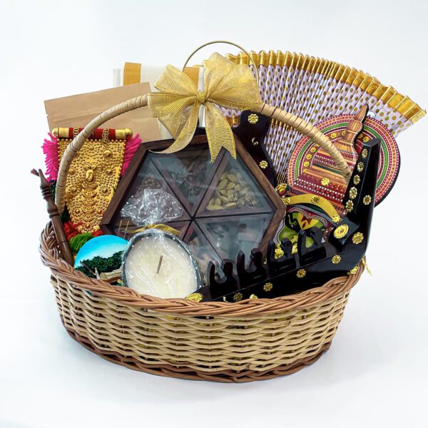 Kerala heritage gift for him contains Ponnada, Vallam Kali miniature, and more - Image 3