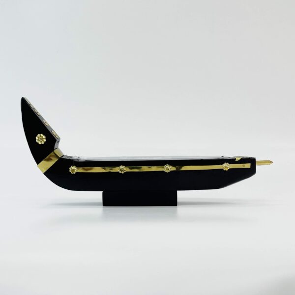 Handicraft wooden Kerala spice boat (large): H 5.5 x W 13 x L 1.75 inches - Image 4